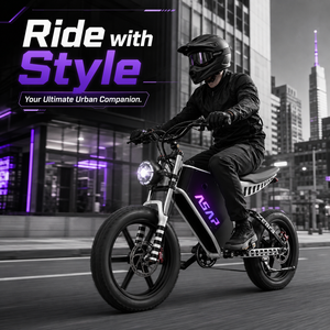 Vélo tout-terrain adulte 20 pouces avec pneus larges, suspension intégrale, batterie au lithium, cadre en aluminium, moteur 1000W, livraison rapide, Zebra Electri - Product Image 6