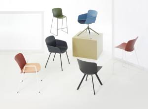 Fauteuil pivotant Libera au design moderne avec base chromée polie, coque en plastique, siège rembourré, chaise de bureau - Product Image 2