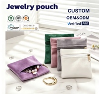 Pochettes à bijoux en velours personnalisées de luxe avec logo imprimé, multi-tailles, sacs zippés pour le rangement de cosmétiques et de bijoux, emballage en gros