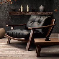 Fauteuil simple vintage en bois massif pour salon, style moderne et épuré, avec revêtement en peluche 3A, style Wabi-Sabi, décontracté et rétro, pieds en bois de frêne, pour la maison