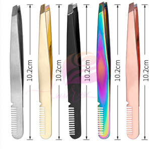 Pince <span class=keywords><strong>à</strong></span> épiler en acier inoxydable en gros, pince <span class=keywords><strong>à</strong></span> épiler biseautée couleur or rose pour cils et applicateurs de cils, <span class=keywords><strong>ciseaux</strong></span> <span class=keywords><strong>à</strong></span> <span class=keywords><strong>sourcils</strong></span> - Product Image 6