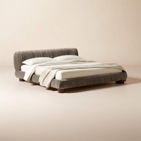 Lit moderne de haute qualité, meuble avec cadre en bois massif, lit queen size