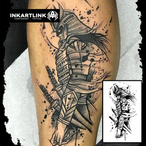 Adesivo per Tatuaggi INKARTLINK per il Corpo, Tatuaggio Temporaneo Samurai Guerriero <span class=keywords><strong>Giapponese</strong></span>, Impermeabile, Ecologico, Lunga Durata 15 Giorni - Product Image 1