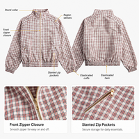 Veste de survêtement en nylon à carreaux pour homme, col montant, légère, zippée, OEM ODM