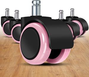 SGY Set roda kursi kantor, roda furnitur batang nilon 2 inci dengan rem 5 merah muda - Product Image 1