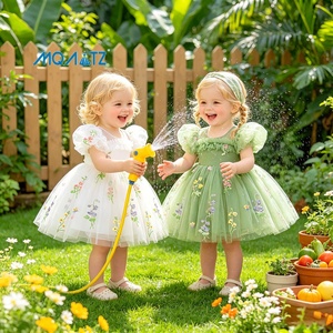 <span class=keywords><strong>Robe</strong></span> <span class=keywords><strong>de</strong></span> demoiselle d'honneur formelle d'été MQATZ <span class=keywords><strong>pour</strong></span> bébés filles, mini <span class=keywords><strong>robe</strong></span> <span class=keywords><strong>de</strong></span> bal en satin à imprimé floral, respirante, manches courtes L3011XZ - Product Image 2