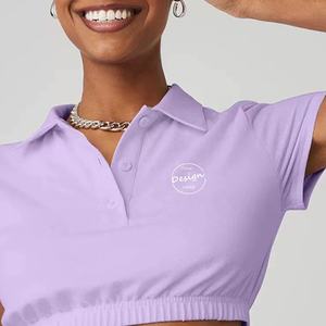 Top corto camisas personalizadas 95% algodón/5% Elastano ajustado Sexy <span class=keywords><strong>Club</strong></span> Streetwear señoras camiseta de lujo al por mayor <span class=keywords><strong>Polo</strong></span> recortado mujeres - Product Image 6