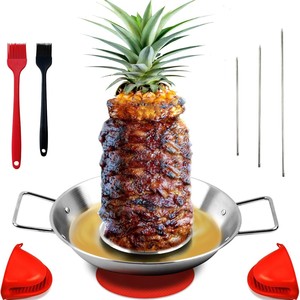 Parrilla vertical de acero inoxidable con 3 brochetas desmontables y almohadillas para asar a la parrilla, para uso doméstico y hotelero. - Product Image 1