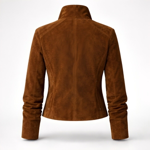 Chaqueta bomber informal de gamuza para mujer, chaqueta de gamuza con cremallera frontal, abrigo estilo camionero con cremallera, chaqueta transpirable a prueba de viento - Product Image 2