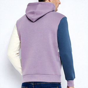 เสื้อฮู้ดผู้ชายแบบสวมใส่สบายสำหรับฤดูใบไม้ร่วง ดีไซน์สีตัดต่อ มีกระเป๋า แขนยาวถัก - Product Image 4