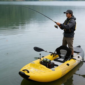 <span class=keywords><strong>Kayak</strong></span> <span class=keywords><strong>gonflable</strong></span> pas cher avec pédales, système de propulsion à pédales sans effort pour la pêche mains libres et l'exploration sur longue distance - Product Image 2