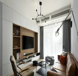 Venta caliente de madera de diseño Simple del Gabinete de la TV con escaparate montado en la pared