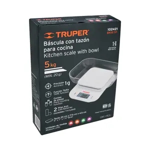 เครื่องชั่งดิจิตอลในครัวพร้อมชาม รุ่น BOX 2 รับน้ำหนักได้ 5 กก. ยี่ห้อ TRUPER - Product Image 4