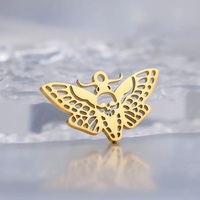 Liontin Halloween bandul ngengat's Head polesan cermin baja tahan karat untuk anting-anting kalung persediaan ornamen grosir