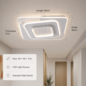 Lámpara de techo LED cuadrada moderna de acrílico y hierro, de montaje en superficie, para dormitorio, sala de estar, pasillo, interior. - Product Image 4