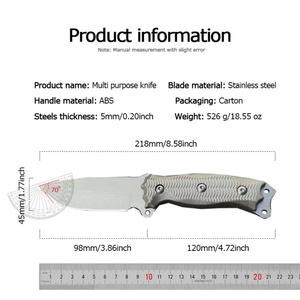 High Quality Stainless Steel <b>Pocket</b> Knife for Outdoor Survival G10 Handle Scabbard Fixed <b>Plastic</b> Blade Hunting Camping Grade DIY - Product Image 6