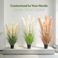 Herbe de la Pampa Artificielle Beige Naturel Moelleuse 120cm, Plante de Roseau Artificielle en Pot pour Allée de Mariage, Centre de Table d'Événement, Décoration Minimaliste