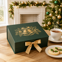Scatola Pieghevole Magnetica Personalizzata Impermeabile Ecologica con Nastro, Cartone Rigido con Lamina d'Oro per Confezioni Regalo Natalizie e Accessori Invernali