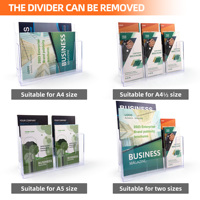 Présentoir de support de brochure A4 support de littérature clair avec trou de suspension stockage de bureau