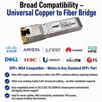 Module SFP-T Cuivre 10GBASE-T en Gros Usine, 100m RJ45 DDM, Température Industrielle, Étiquette Personnalisée, Approvisionnement en Vrac