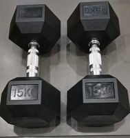 Ensemble d'haltères hexagonales en fonte avec revêtement en caoutchouc noir pour la musculation à domicile et en salle de sport