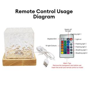 나무 광장 LED 책상 분위기 빛 동적 물 리플 16 색 방 장식을위한 LED 크리스탈 테이블 조명 - Product Image 3