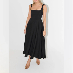 Robe d'été 2026 transfrontalière pour femme, col <span class=keywords><strong>carré</strong></span>, coupe ajustée, simple, tendance et décontractée, sans manches, à bretelles, ODM - Product Image 2