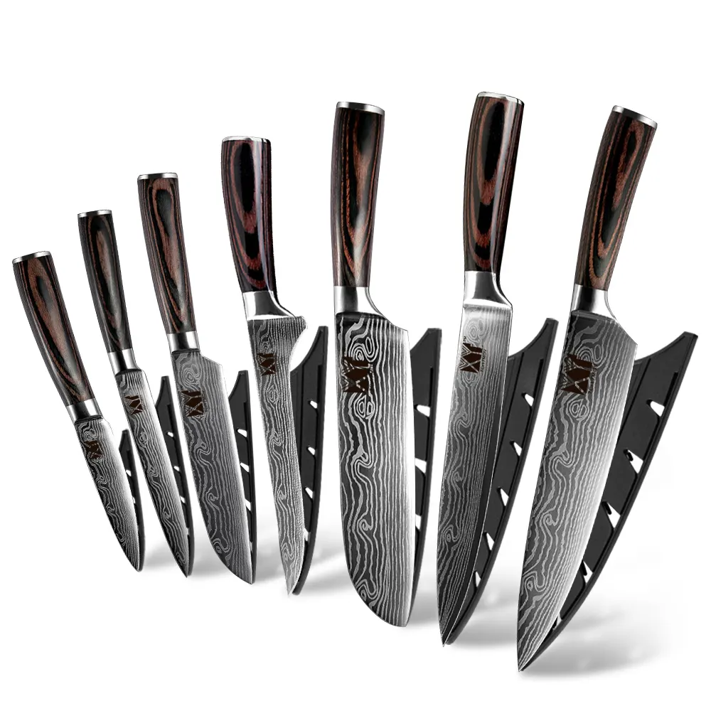 Xyj Free Shipping Drop Ship 7Cr17mov High Carbon Stainless Steel Razor Sharp 7pcs Global Japanese Chef Cooking Knife Set