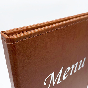 Porte-menus en cuir et similicuir double page pour restaurant, par le fabricant Brown Menu Books - Product Image 3