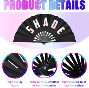 Custom UV Hand Fan Folding Multiple Color Luminous Plastic Bamboo For Rave Party Decoration Flash