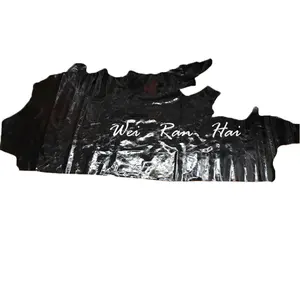 Черные натуральные узоры из воловьей кожи для сумок и обуви, глянцевая пленка из натуральной кожи