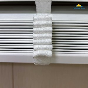 Stores modernes à lamelles unies sans cordon en <span class=keywords><strong>bois</strong></span> imitation <span class=keywords><strong>bois</strong></span>, stores horizontaux occultants pour fenêtres, contrôle de la lumière, durables, personnalisables pour fenêtres en oriel - Product Image 4