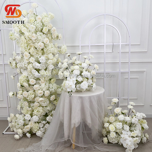 Chemin de table floral artificiel blanc et marron personnalisé, décoration de fond de mariage pour événements - Product Image 3