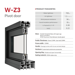 Cửa trượt patio bằng kính cường lực kép, khung nhôm tùy chỉnh DERCHI, tiết kiệm năng lượng, dùng cho nội thất nhà ở - Product Image 2