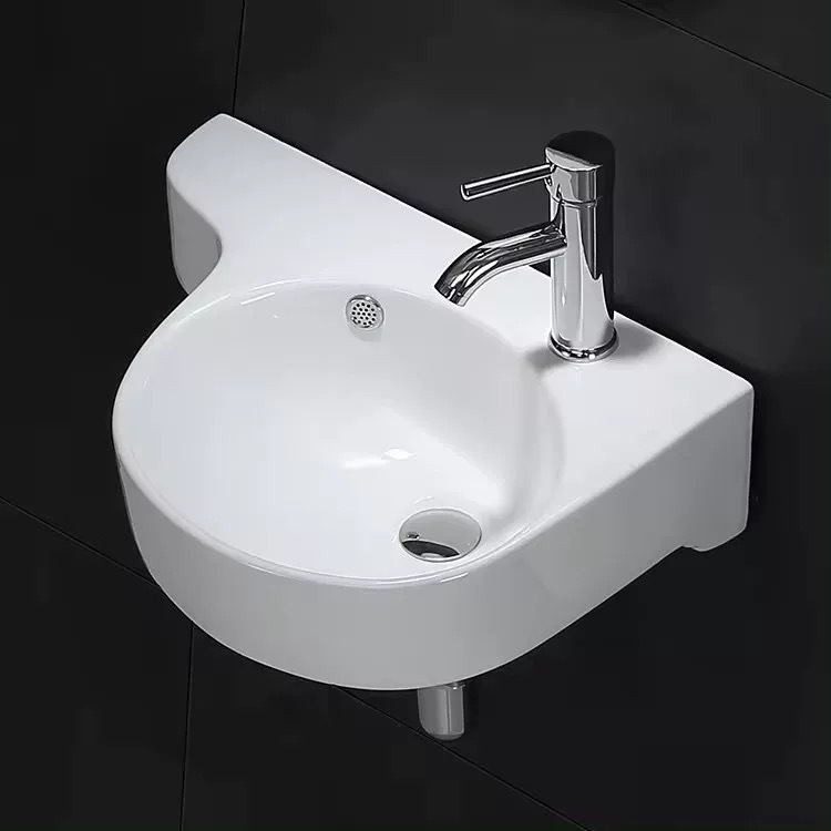 Lavabo Sospeso Angolare Triangolare In Plastica Bianca – Salvaspazio Per Bagno Piccolo, Balcone O Camper