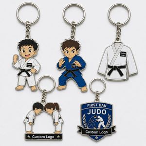 Porte-clés personnalisé en gros pour enfants, motif dessin animé, récompense de rang, anneau, logo club de judo, design d'honneur - Product Image 1