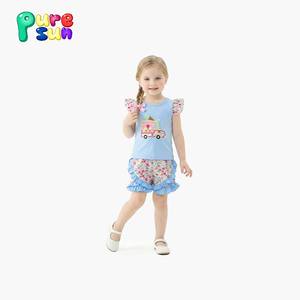 퓨어선 인기 아동복 세트 도매 맞춤형 면 부티크 유아 여아 의류 세트 - Product Image 2