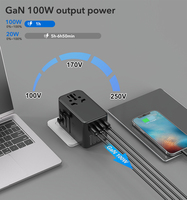 Adaptateur secteur international rapide GaN 100W avec 2 USB-C + 2 USB-A avec prise US/UK/EU/AU Ordinateurs portables, tablettes, téléphones Vision Pro 1-World