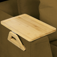 Plateau de canapé pliable en bambou laqué avec rangement pour boissons, idéal pour le salon