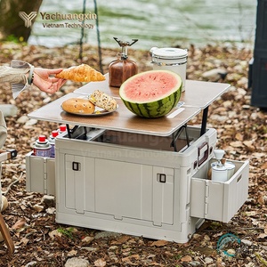 Yachuangxin Foldable Plastic <b>Storage</b> <b>Box</b> Rectangle Outdoor Portable Organizing Bin for <b>Camping</b> and Car Use - Product Image 2