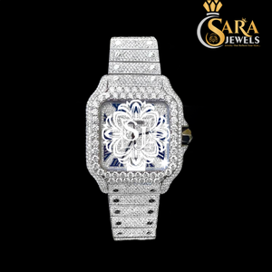 Venta caliente de acero inoxidable VVS Lab Grown Black Face Studded Diamond Watch Half Iced Out Lab Grown Relojes disponibles al mejor precio - Product Image 2