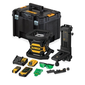 Nivel Láser DeWalt Autonivelante de 360 Grados con Haz Verde, Detector y Kit de Montaje para Construcción y Alineación - Product Image 1