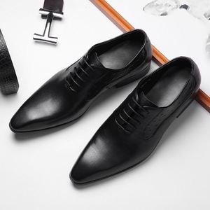 Chaussures en cuir pour hommes de qualité supérieure en cuir de vachette, confortables, à lacets, bout pointu, style business décontracté, design élégant - Product Image 6