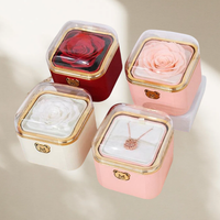 Lovebay automatique éjection éternelle Rose bague rotative collier vraies fleurs préservées boîte à bijoux pour la saint valentin fête des mères