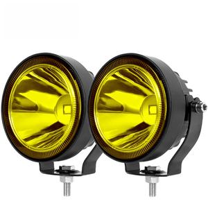 Phare avant de moto de 4 pouces, feux antibrouillard LED, lampe de conduite blanche et jaune pour excavateur, tracteur, camion - Product Image 6