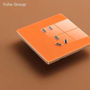 Panel de interruptor de pared con diseño de doble control, ultrafino, de vidrio templado, con cinco orificios USB e interruptor de iluminación. - Product Image 2