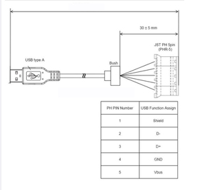 Custom JST PH Connector to USB <b>Cable</b> With USB Connector 4P 5PJST PH2.0 Connector Usb to JST <b>Cable</b> - Product Image 6
