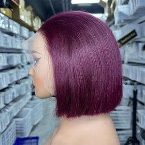 Goodluck pas cher vente en gros prix 13x4 frontal Bob 99j 8-14 pouces perruques de cheveux humains en vente - Product Image 1