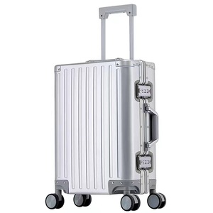 All Aluminum Alloy <b>Suitcase</b> 28 Inch Trolley Case <b>Lock</b> Business Travel Unisex 360 Degree Spinner Wheels Solid Color Metal Luggage - Product Image 5