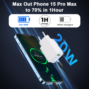 Chargeur Usb double port Schitec prise ue QC 3.0 type C PD 20W charge rapide de l'appareil mobile USB nouveau design 1.5A 20W chargeur mural rapide - Product Image 2